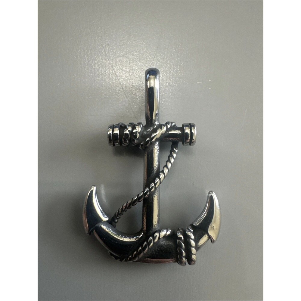 Men's Silver Stainless Steel Nautical Anchor 45mm Charm Pendant Chain Ocean Sea